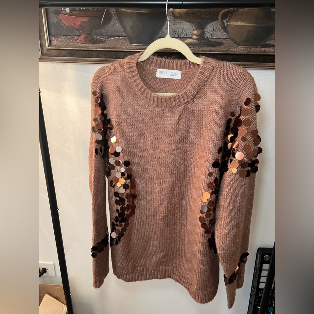 Tan sequin sweater
